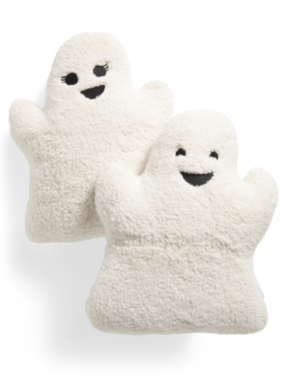 Martha Stewart Plush Sherpa Ghost Pillow Duo - with Black Accents